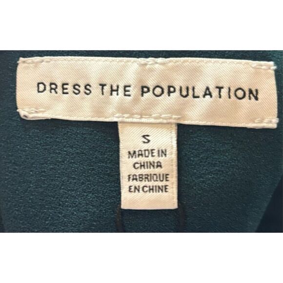 Dress the Population Sandra Plunge Crepe Slit Gown in Pine Green NWT Size Small - Picture 6 of 7